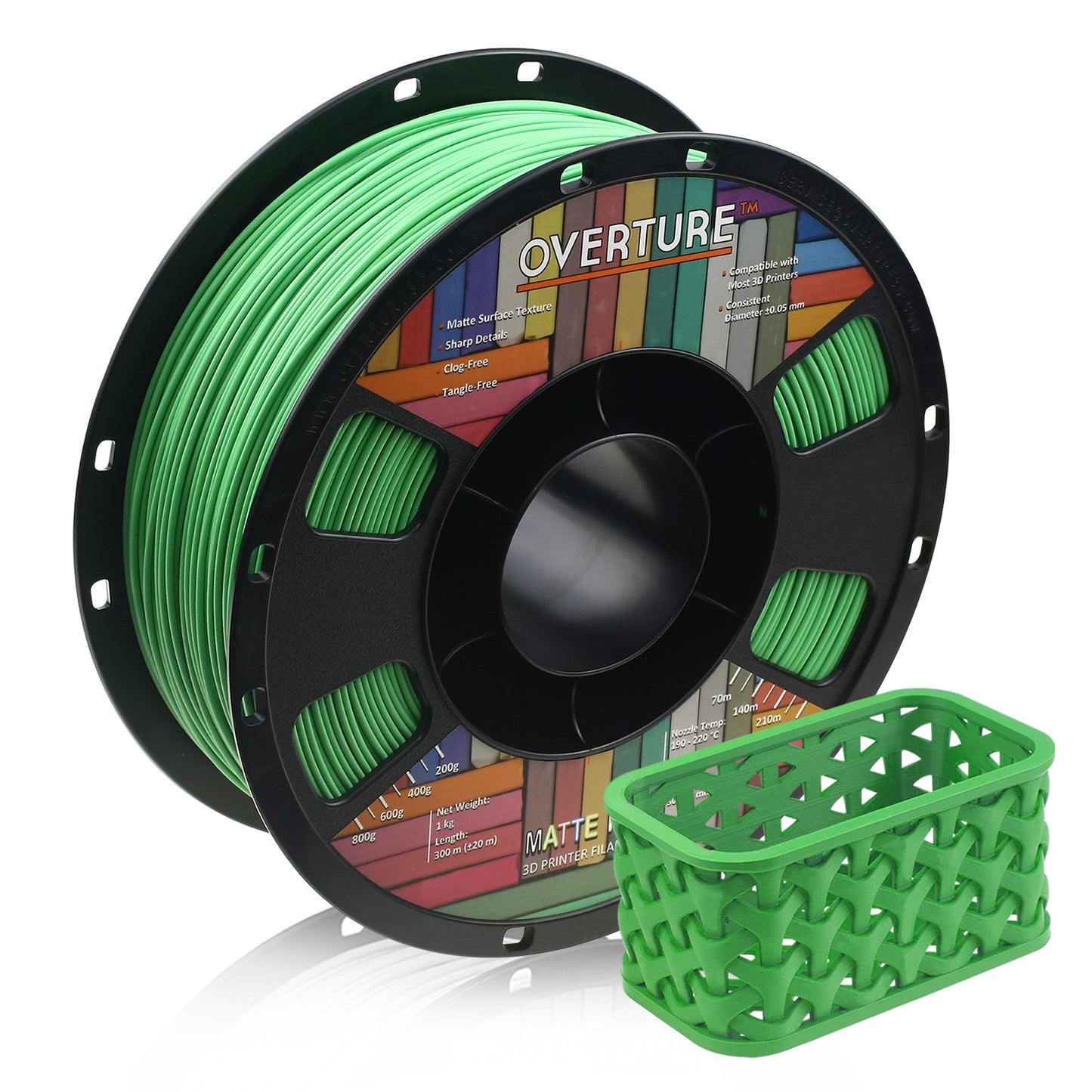 Overture Matte PLA Filament 1.75mm