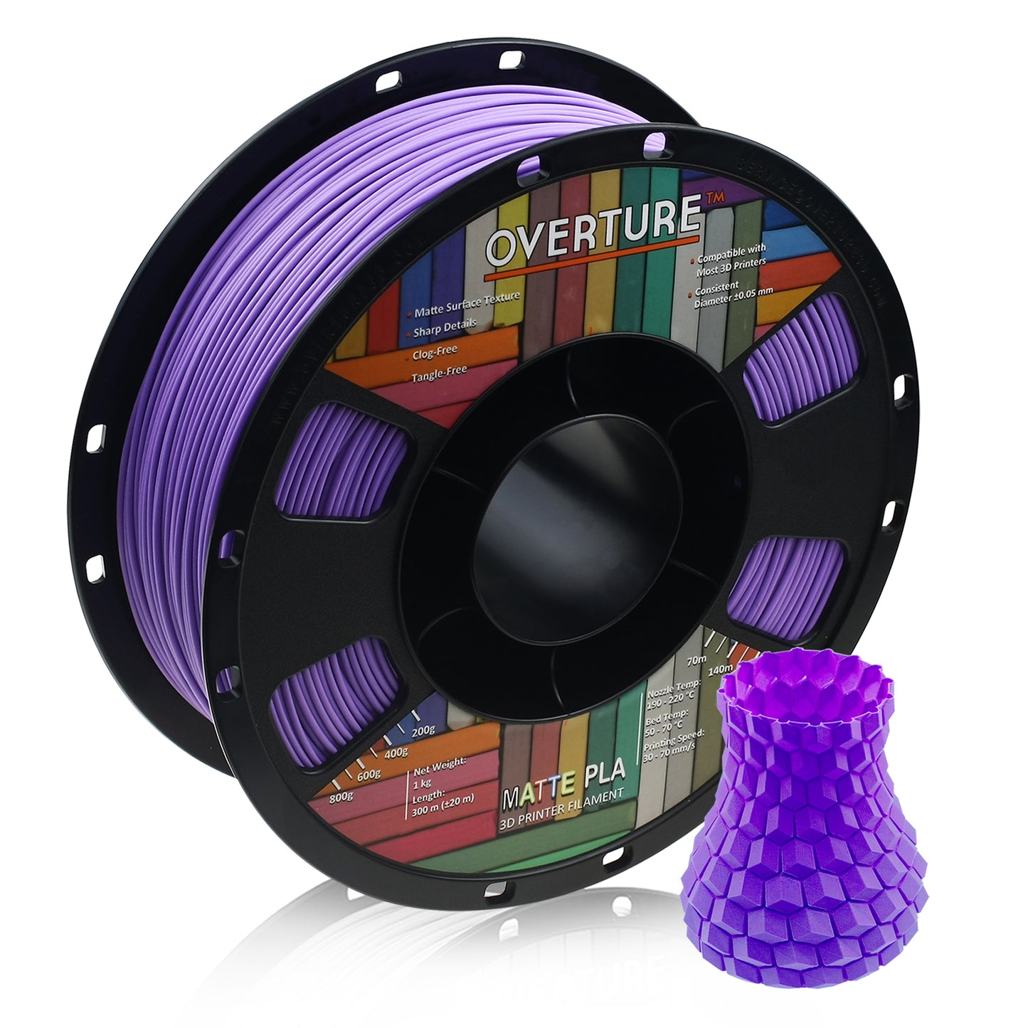 Overture Matte PLA Filament 1.75mm