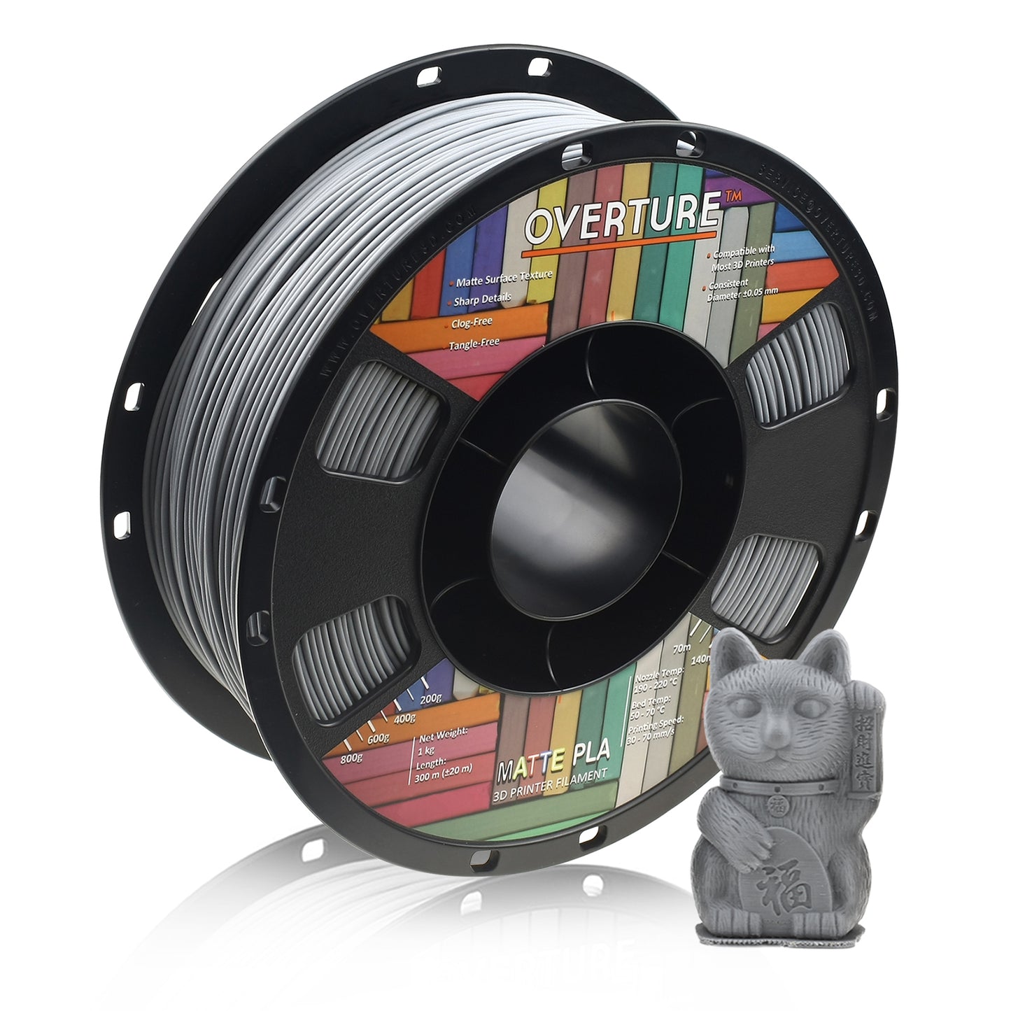 Overture Matte PLA Filament 1.75mm